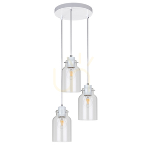 Závěsné svítidlo Alessandro, 3xE27, Max. 60 W, bílý kov / průhledný PVC kabel / průhledný skleněný stínidlo, Ø 22 cm small 0