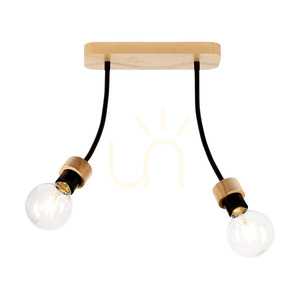 Stropní svítidlo Allumer, 2xE27, Max. 25 W, olejovaný dub/černý kov, 29 cm small 1