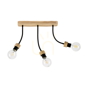 Stropní svítidlo Allumer, 3xE27, Max. 25 W, olejovaný dub/černý kov, 42 cm small 0