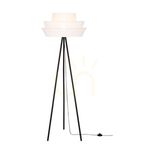 Stojací lampa Amar, 1xE27, Max. 40 W, černý kov / černý PVC kabel / bílý stínidlo, Ø 55 cm small 1