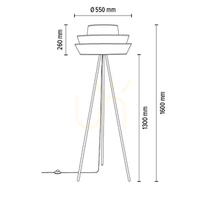 Stojací lampa Amar, 1xE27, Max. 40 W, černý kov / černý PVC kabel / bílý stínidlo, Ø 55 cm small 3