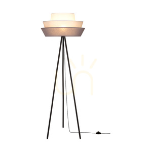 Stojací lampa Amar, 1xE27, Max. 40 W, černý kov / černý PVC kabel / grafitově šedý a bílý stínidlo, Ø 55 cm small 1