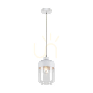 Závěsné svítidlo Amaretto, 1xE27, Max. 60 W, bílý kov / průhledný PVC kabel / bílo-průhledný skleněný stínidlo, Ø 17 cm small 1