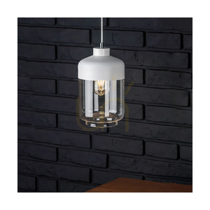 Závěsné svítidlo Amaretto, 1xE27, Max. 60 W, bílý kov / průhledný PVC kabel / bílo-průhledný skleněný stínidlo, Ø 17 cm small 2