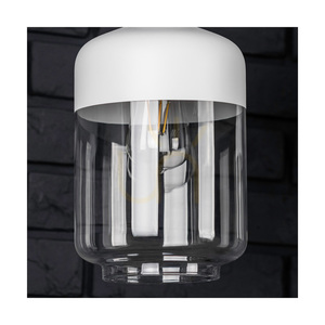 Závěsné svítidlo Amaretto, 1xE27, Max. 60 W, bílý kov / průhledný PVC kabel / bílo-průhledný skleněný stínidlo, Ø 17 cm small 3
