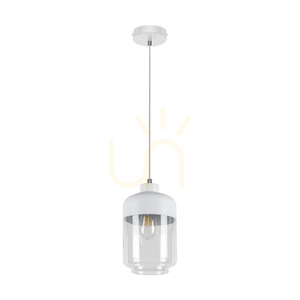 Závěsné svítidlo Amaretto, 1xE27, Max. 60 W, bílý kov / průhledný PVC kabel / bílo-průhledný skleněný stínidlo, Ø 17 cm small 0