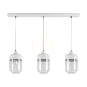 Závěsné svítidlo Amaretto, 3xE27, Max. 60 W, bílý kov / průhledný PVC kabel / bílo-průhledný skleněný stínidlo, 100 cm small 0