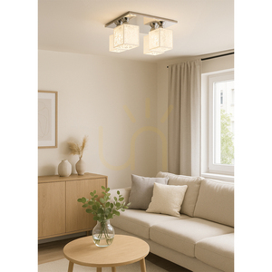 Stropní svítidlo Anika, 4xE27, 60 W, chromovaný kov / bílý plastový stínidlo, 33 cm small 2