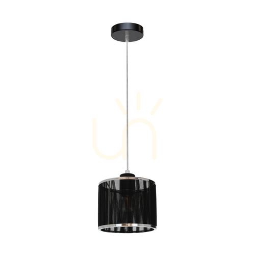 Kontrola Závěsné svítidlo Anina, 1xE14, max.. 25 W, černý kov / průhledné PVC / černý chrom, stínidlo Ø 15 cm