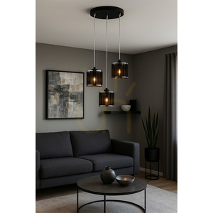 Závěsné svítidlo Anina, 3xE14, Max. 25 W, černý kov / průhledné PVC / černochromový stínidlo, Ø 35 cm small 1