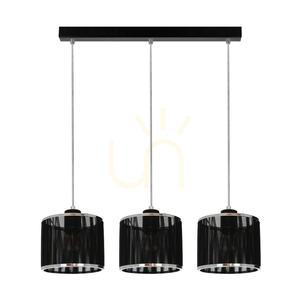 Závěsné svítidlo Anina, 3xE14, Max. 25 W, černý kov / průhledné PVC / černý chromový stínidlo, 53 cm small 0