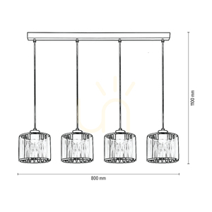Závěsné svítidlo Anina, 4xE14, max.. 25 W, černý kov / průhledné PVC / černý chrom, stínidlo 80 cm small 2