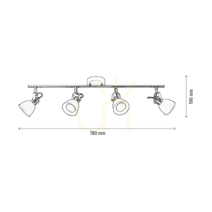 Stropní svítidlo Anita, 4xGU10, Max. 50 W, černý/chromovaný kov, 78 cm small 4