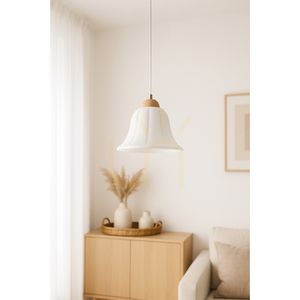 Závěsné svítidlo Anna, 1xE27, Max. 60 W, olejovaný dub / průhledný PVC kabel / bílé skleněné stínidlo, Ø 17,5 cm small 1