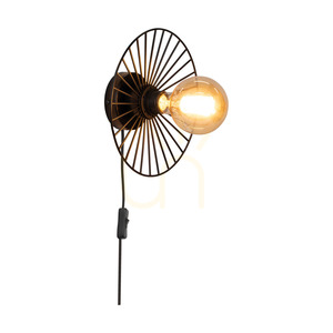 Nástěnné svítidlo Antonella 1xE27 Max. 25 W, černý kov / černý opletený kabel, Ø 9 cm small 1