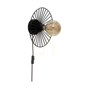 Nástěnné svítidlo Antonella 1xE27 Max. 25 W, černý kov / černý opletený kabel, Ø 9 cm small 0