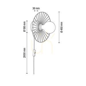 Nástěnné svítidlo Antonella 1xE27 Max. 25 W, olejovaný dub / černý kov / černý opletený kabel, Ø 9 cm small 3