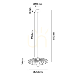 Závěsné svítidlo Antonella, 1xE27, Max. 60 W, olejovaný dub / černý kov / černý opletený kabel, Ø 45 cm small 4