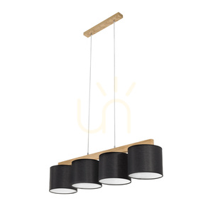 Závěsné svítidlo Aprillia, 4xE27, max.. 25 W, olejovaný dub / průhledný PVC kabel / černý stínidlo 86 cm small 1