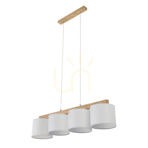 Závěsné svítidlo Aprillia, 4xE27, max.. 25 W, olejovaný dub / průhledný PVC kabel / šedý stínidlo 86 cm small 1