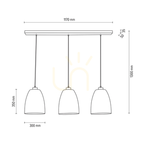 Závěsné svítidlo Asmara, 3xE27, Max. 60 W, olejovaný dub / černý kov / černý PVC kabel / stínidlo z kouřového skla, 125 cm small 2