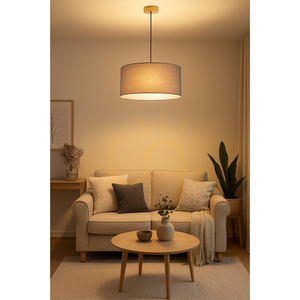 Závěsné svítidlo Asseto, 1xE27, Max. 60 W, olejovaný dub/antracit, opletený kabel/šedá, stínidlo Ø 50 cm small 1