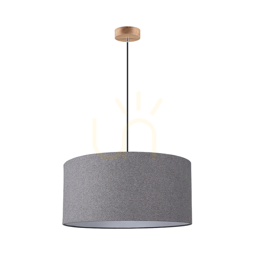 Kontrola Závěsné svítidlo Asseto, 1xE27, Max. 60 W, olejovaný dub/antracit, opletený kabel/šedá, stínidlo Ø 50 cm