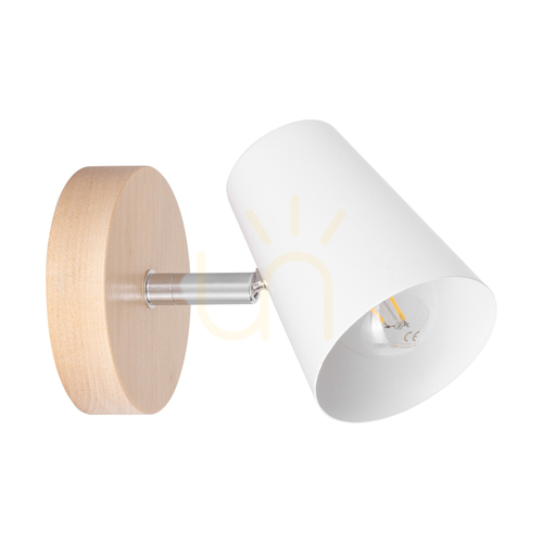 Kontrola Nástěnné svítidlo Astrid 1xE14 Max. 40 W, bříza/chromovaný kov/bílý kovový stínidlo 17 cm