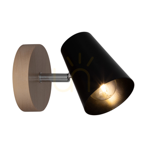 Nástěnné svítidlo Astrid 1xE14 Max. 40 W, bříza/chromovaný kov/černý kovový stínidlo 17 cm small 1