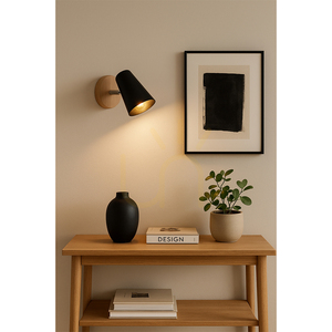 Nástěnné svítidlo Astrid 1xE14 Max. 40 W, bříza/chromovaný kov/černý kovový stínidlo 17 cm small 2