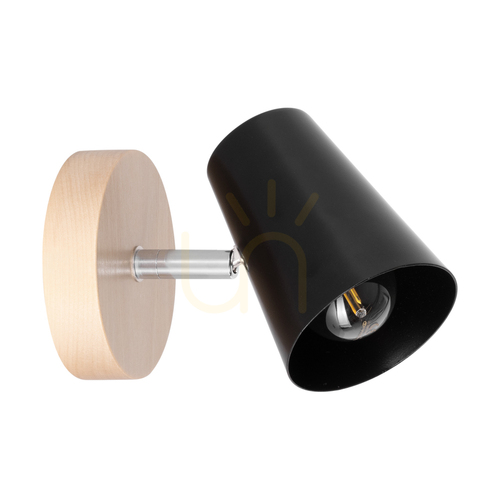 Kontrola Nástěnné svítidlo Astrid 1xE14 Max. 40 W, bříza/chromovaný kov/černý kovový stínidlo 17 cm