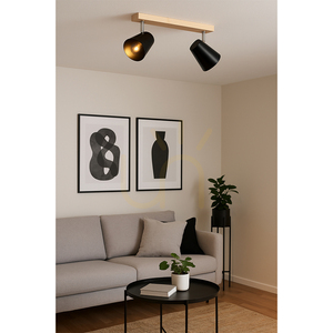 Stropní svítidlo Astrid, 2xE14, Max. 40 W, bříza/chromovaný kov/černý kovový stínidlo, 43 cm small 2