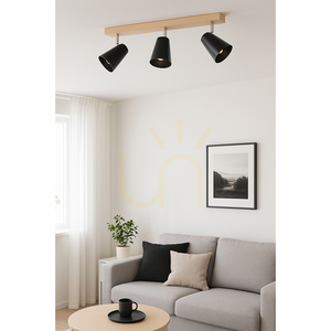 Stropní svítidlo Astrid, 3xE14, Max. 40 W, bříza/chromovaný kov/černý kovový stínidlo, 57 cm small 2