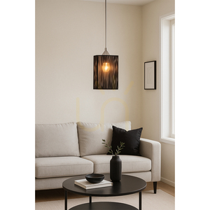 Závěsné svítidlo Atana, 1xE27, Max. 60 W, chromovaný kov / průhledný PVC kabel / černý stínidlo, 12 cm small 1