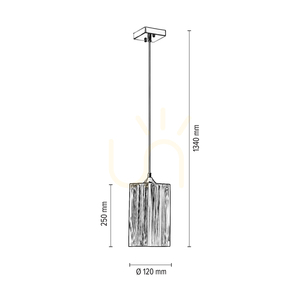 Závěsné svítidlo Atana, 1xE27, Max. 60 W, chromovaný kov / průhledný PVC kabel / černý stínidlo, 12 cm small 2