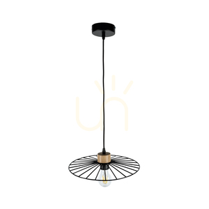 Závěsné svítidlo Ballerina, 1xE27, max.. 60 W, olejovaný dub / černý kov / černý PVC kabel, Ø 35 cm small 0