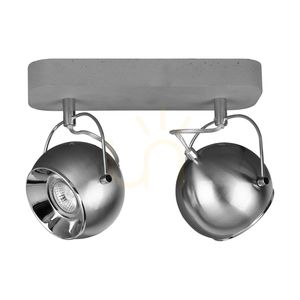 Kulové betonové stropní svítidlo, včetně 2 LED žárovek GU10 (max.. 5 W), šedý beton/saténový kov, 29 cm small 0