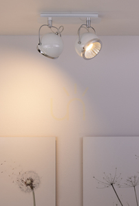 Kulové stropní svítidlo, včetně 2 LED žárovek GU10, max.. 6 W, bílý kov, 29,5 cm small 3