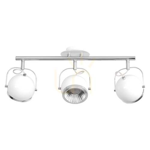 Kontrola Kulové stropní svítidlo, včetně 3 LED žárovek GU10, max.. 6 W, bílá/chromová kovová, 52,5 cm