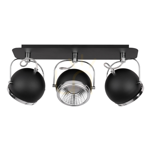 Kontrola Kulové stropní svítidlo, včetně 3 LED žárovek GU10, max.. 6 W, černý kov, 42 cm