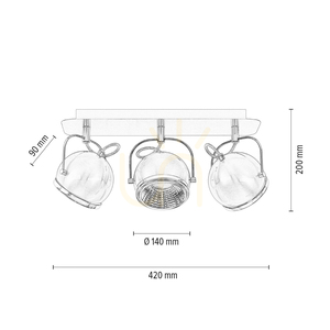Kulové stropní svítidlo, včetně 3 LED žárovek GU10, max.. 6 W, saténově matný kov, 42 cm small 4