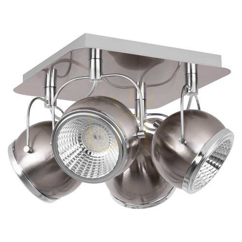 Kontrola Kulové stropní svítidlo, včetně 4 LED žárovek GU10, max.. 6 W, saténově matný kov, 26 cm