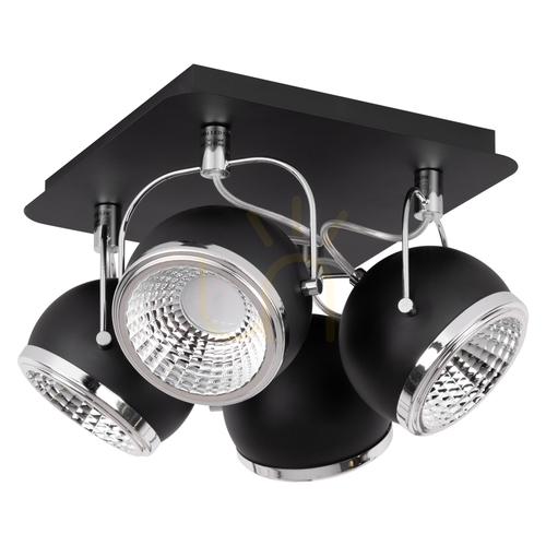 Kontrola Kulové stropní svítidlo, včetně 4 LED žárovek GU10, max.. 6 W, černý kov, 26 cm