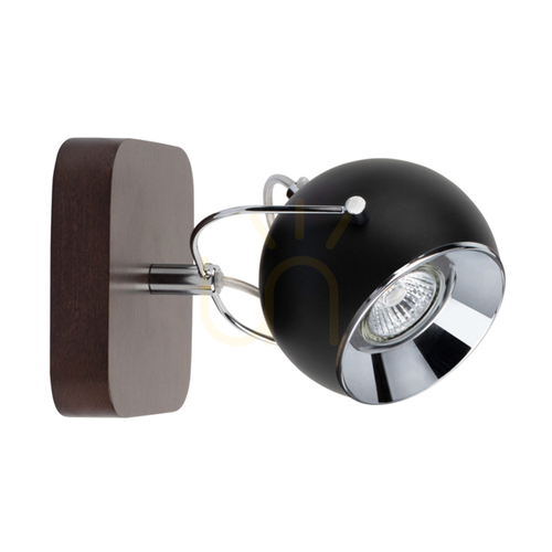 Kontrola Nástěnné svítidlo Ball Wood, včetně 1x LED žárovky GU10 (max.. 5 W), bukové a ořechové dřevo / černý kov, 21 cm