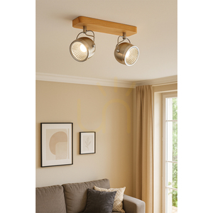 Stropní svítidlo Ball Wood, včetně 2 LED žárovek GU10 (max.. 6 W), olejovaný dub/saténový kov, 32 cm small 1