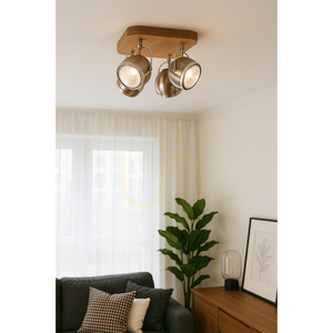 Stropní svítidlo Ball Wood, včetně 4 LED žárovek s paticí GU10 (max.. 6 W), olejovaný dub/saténový kov, 29 cm small 1