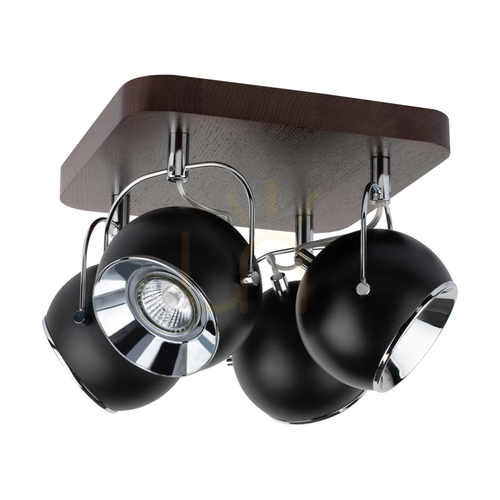 Kontrola Stropní svítidlo Ball Wood, včetně 4 LED žárovek s paticí GU10 (max.. 5 W), bukové a ořechové dřevo / černý kov, 26 cm