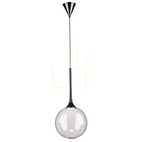 Kontrola Závěsné svítidlo Ballare, včetně 1 ks LED 2700 K 9 W, černý kov / čirý skleněný stínidlo, Ø 30 cm