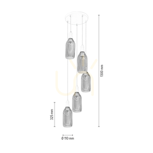 Závěsné svítidlo Barla, 5xE27, Max. 60 W, bílý kov / bílý PVC kabel / bílý kovový stínidlo, Ø 37 cm small 3