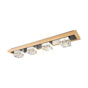 Stropní svítidlo Berko, včetně 4xG4, Max. 2,5 W, olejovaný dub / černý kov / čirý skleněný stínidlo, 68 cm small 0